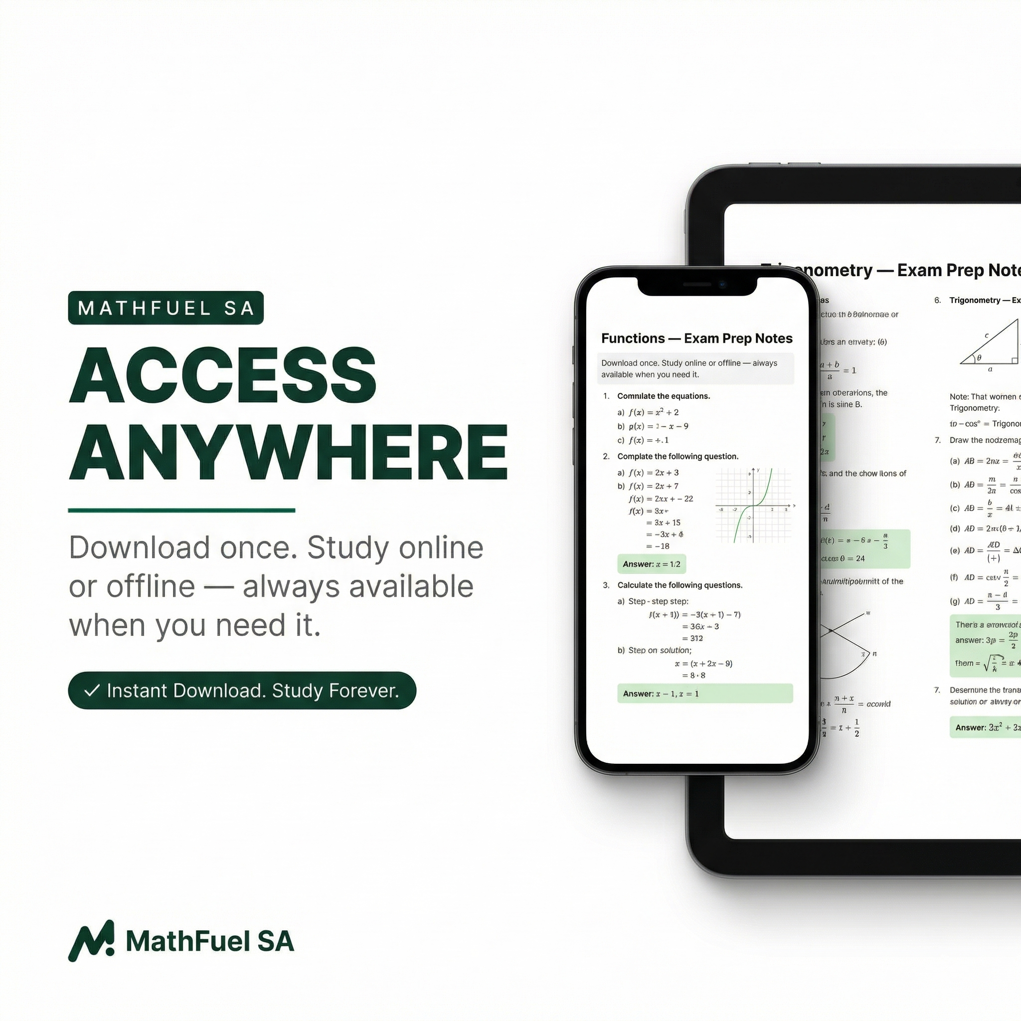 Gr 10-12 Maths Literacy Exam Prep Pack (Past Papers, Step-by-Step Solutions + more)