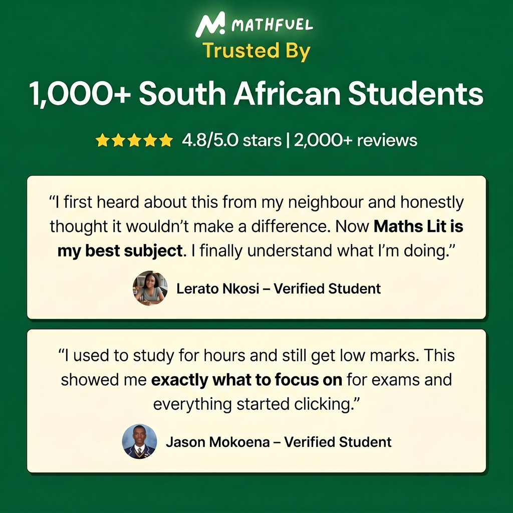 Gr 10-12 Maths Literacy Exam Prep Pack (Past Papers, Step-by-Step Solutions + more)